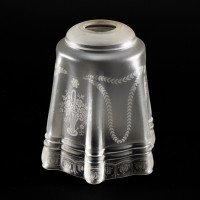 A Set of Three Acid-Etched Frosted Glass Shades with Intricate Floral & Garland Motifs - Thumbnail 10