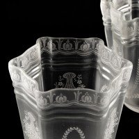 A Set of Three Acid-Etched Frosted Glass Shades with Intricate Floral & Garland Motifs - Thumbnail 17