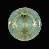A Rare Tear Drop Vaseline Glass Shade with Peacock Feather Motifs & Green-White Tint - Thumbnail 13