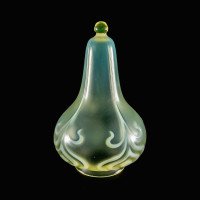 Tear Drop Vaseline Glass Shade with Stylised Peacock Feather Motifs c.1900 - Thumbnail 4