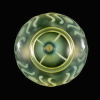 Tear Drop Vaseline Glass Shade with Stylised Peacock Feather Motifs c.1900 - Thumbnail 6