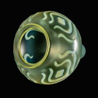 Tear Drop Vaseline Glass Shade with Stylised Peacock Feather Motifs c.1900 - Thumbnail 7