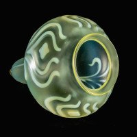 Tear Drop Vaseline Glass Shade with Stylised Peacock Feather Motifs c.1900 - Thumbnail 8