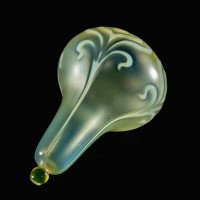 Tear Drop Vaseline Glass Shade with Stylised Peacock Feather Motifs c.1900 - Thumbnail 9