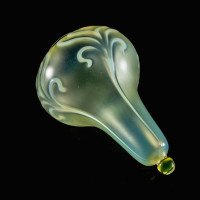 Tear Drop Vaseline Glass Shade with Stylised Peacock Feather Motifs c.1900 - Thumbnail 10