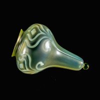 Tear Drop Vaseline Glass Shade with Stylised Peacock Feather Motifs c.1900 - Thumbnail 11