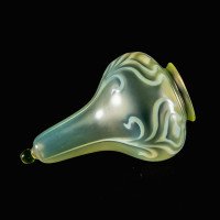 Tear Drop Vaseline Glass Shade with Stylised Peacock Feather Motifs c.1900 - Thumbnail 12