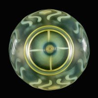 Tear Drop Vaseline Glass Shade with Stylised Peacock Feather Motifs c.1900 - Thumbnail 13