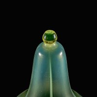 Tear Drop Vaseline Glass Shade with Stylised Peacock Feather Motifs c.1900 - Thumbnail 16