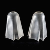 A Pair of Frosted Glass Shades with Gently Draped & Flowing Rims - Thumbnail 2