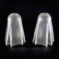 A Pair of Frosted Glass Shades with Gently Draped & Flowing Rims - Thumbnail 6