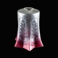 Acid Etched Pink-Tinted Glass Shade with Flared Rim c.1900 - Thumbnail 1