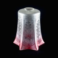 Acid Etched Pink-Tinted Glass Shade with Flared Rim c.1900 - Thumbnail 2