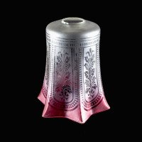 Acid Etched Pink-Tinted Glass Shade with Flared Rim c.1900 - Thumbnail 3