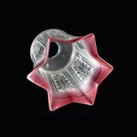 Acid Etched Pink-Tinted Glass Shade with Flared Rim c.1900 - Thumbnail 6