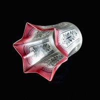 Acid Etched Pink-Tinted Glass Shade with Flared Rim c.1900 - Thumbnail 7