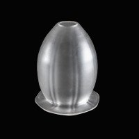 Arts and Crafts frosted glass shade with vertical ribbing and flared base c.1900