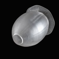 Arts and Crafts frosted glass shade with vertical ribbing and flared base c.1900 - Thumbnail 4