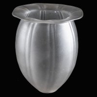 Arts and Crafts frosted glass shade with vertical ribbing and flared base c.1900 - Thumbnail 6