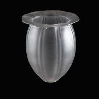 Arts and Crafts frosted glass shade with vertical ribbing and flared base c.1900 - Thumbnail 8