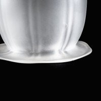 Arts and Crafts frosted glass shade with vertical ribbing and flared base c.1900 - Thumbnail 14