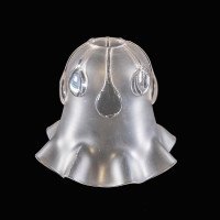 A Frosted Glass Shade with Teardrop Embellishments & a Gently Ruffled Rim - Thumbnail 1