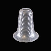 A Frosted Glass Shade with a Feather-Like Embossed Pattern & Flared Rim