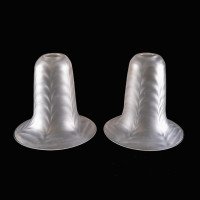 A Pair of Frosted Glass Shades with Feather-Like Embossed Pattern & Flared Rims - Thumbnail 4