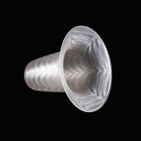 A Pair of Frosted Glass Shades with Feather-Like Embossed Pattern & Flared Rims - Thumbnail 8