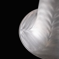 A Pair of Frosted Glass Shades with Feather-Like Embossed Pattern & Flared Rims - Thumbnail 15