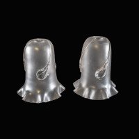 A Pair of Frosted Glass Shades with Teardrop Embellishments & Ruffled Rims - Thumbnail 2