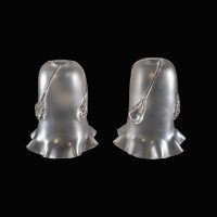A Pair of Frosted Glass Shades with Teardrop Embellishments & Ruffled Rims - Thumbnail 3