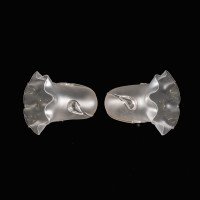 A Pair of Frosted Glass Shades with Teardrop Embellishments & Ruffled Rims - Thumbnail 5