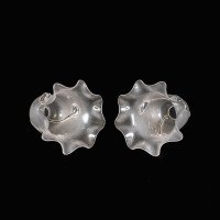 A Pair of Frosted Glass Shades with Teardrop Embellishments & Ruffled Rims - Thumbnail 6