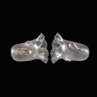 A Pair of Frosted Glass Shades with Teardrop Embellishments & Ruffled Rims - Thumbnail 7