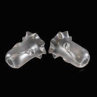 A Pair of Frosted Glass Shades with Teardrop Embellishments & Ruffled Rims - Thumbnail 8