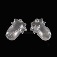 A Pair of Frosted Glass Shades with Teardrop Embellishments & Ruffled Rims - Thumbnail 9