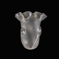 A Pair of Frosted Glass Shades with Teardrop Embellishments & Ruffled Rims - Thumbnail 11