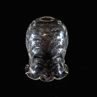 A Clear Glass Shade with Leaf-Like Embossed Pattern & Scalloped Ruffled Rim - Thumbnail 1