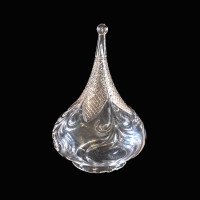 Wheel-Turned Clear Glass Shade with Peacock Feather Design c.1900 - Thumbnail 2
