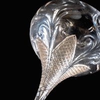 Wheel-Turned Clear Glass Shade with Peacock Feather Design c.1900 - Thumbnail 10