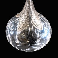 Wheel-Turned Clear Glass Shade with Peacock Feather Design c.1900 - Thumbnail 16