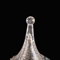 Wheel-Turned Clear Glass Shade with Peacock Feather Design c.1900 - Thumbnail 17
