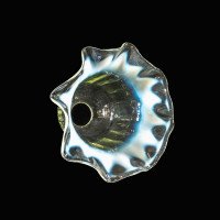 A Set of Five Vaseline Glass Shades with Wavy Ruffled Rims & Blue Hues - Thumbnail 16