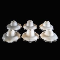Arts and Crafts Set of Six Opalescent Ruffled Glass Shades