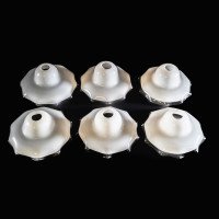 Arts and Crafts Set of Six Opalescent Ruffled Glass Shades - Thumbnail 2