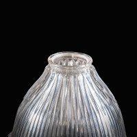 Set of Six Clear Ribbed Glass Shades with Bell Shape and Ruffled Rims c.1900 - Thumbnail 20