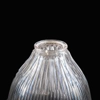 Set of Six Clear Ribbed Glass Shades with Bell Shape and Ruffled Rims c.1900 - Thumbnail 21