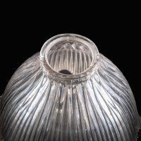 Set of Six Clear Ribbed Glass Shades with Bell Shape and Ruffled Rims c.1900 - Thumbnail 24