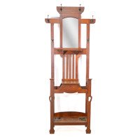 Shapland and Petter – Arts and Crafts Oak Hallstand with Mirror, Umbrella Stand - Thumbnail 2